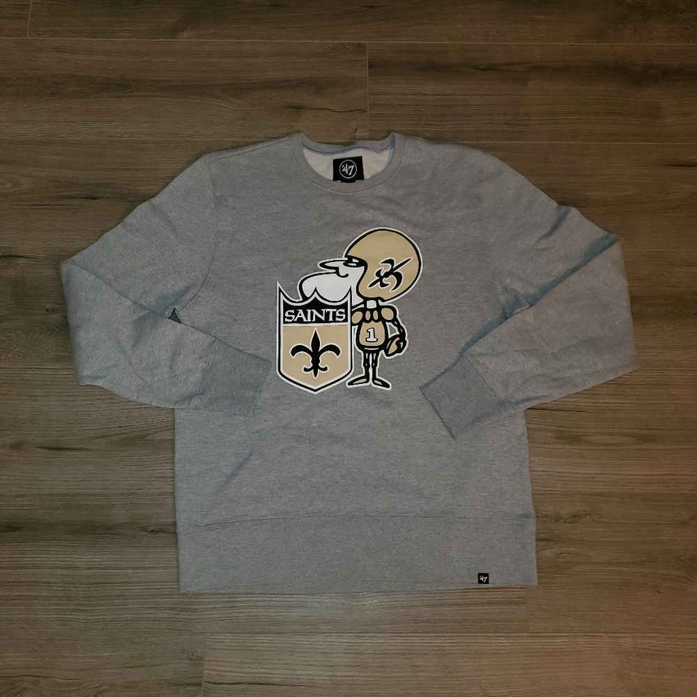 47 Brand New Orlean Saints VTG Historic Logo Crewneck Sweater Mens Large